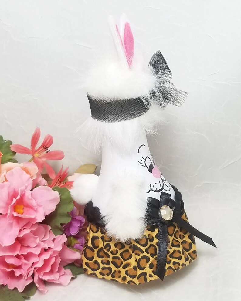 Large Hand Painted Recycled Light Bulb Bunny Figurine HC057-G Yvette