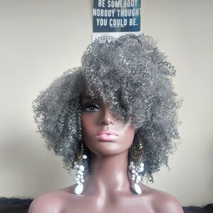Imperfect Angel PREMIUM QUALITY SYNTHETIC Afro Wig Style - ''Alena''  Colour 1b/Silver Grey