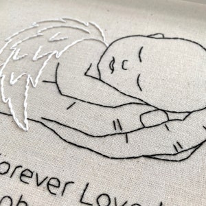 Angel Baby & Pansies Hand Embroidery Pattern Forever Loved PDF Pattern image 5