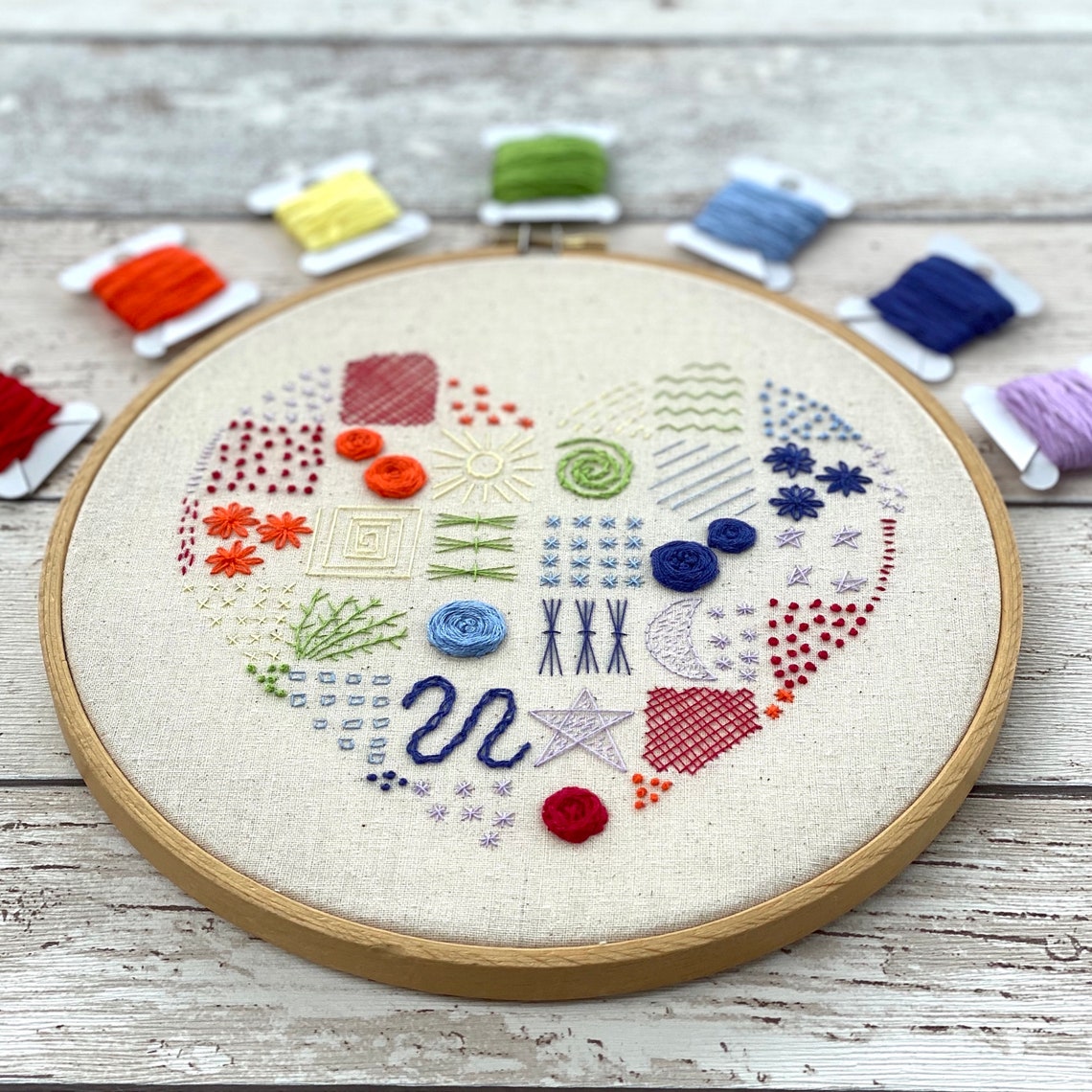 Heart Hands Sampler Craft DIY Embroidery Kit