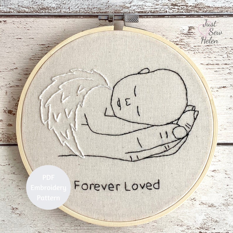 Angel Baby Embroidery Pattern, Forever Loved, PDF image 1