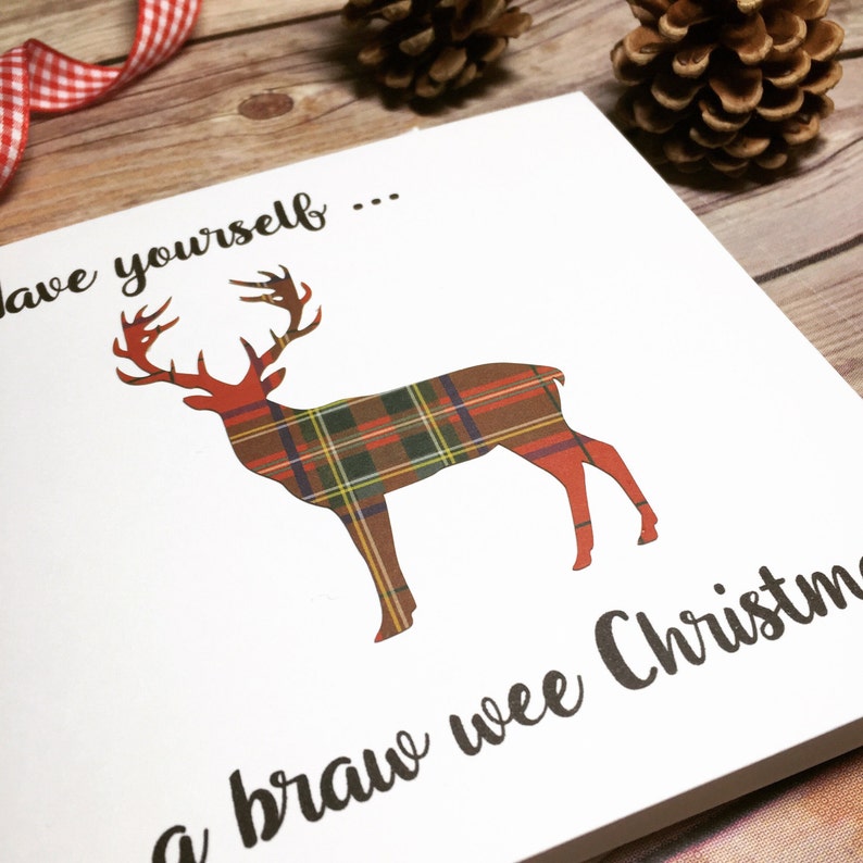Scottish Christmas Card Stag Tartan Card Handmade Christmas  Etsy