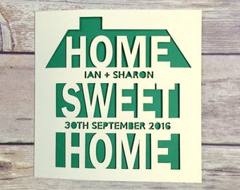 Personalised New Home Card, Moving Home Card, Home Sweet Home, Papercut Card, 1st Home, Congratulations, Housewarming Gift, Custom Card