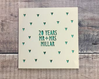 Personalised 20th Anniversary Card, 20 Years, China, Anniversary Gift, Husband Anniversary, Wife, Lasercut, Handmade, Twentieth