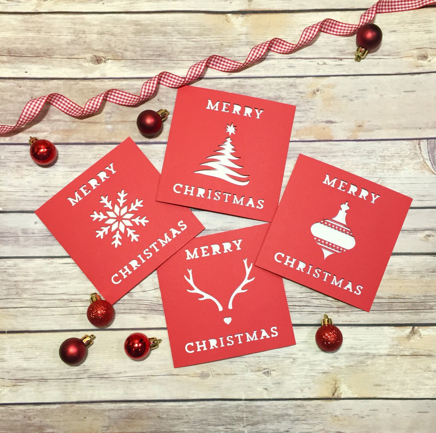 Christmas Card Set Handmade Cards Christmas Cards Lasercut Etsy