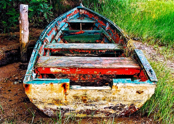 Cape Cod Old Row Boat Weathered Row Boat Textured Row Boat Peeling Paint Boat Boat In Grass Cape Cod Travel Photo Wall Art