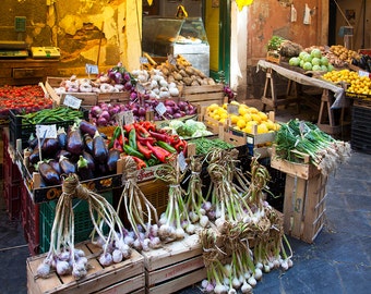 Italian Market, Catania Sicily Outdoor Market, Catania Market Print, Vegetable Market Decor, Italy Wall Decor. Fine Art Photograph