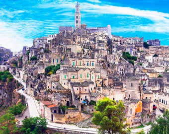 Matera Italy, Hilltowns  Of Italy, Ancient Village, Matera Village, Matera Photograph, Matera Wall Art, Matera Italy Print, Art Print