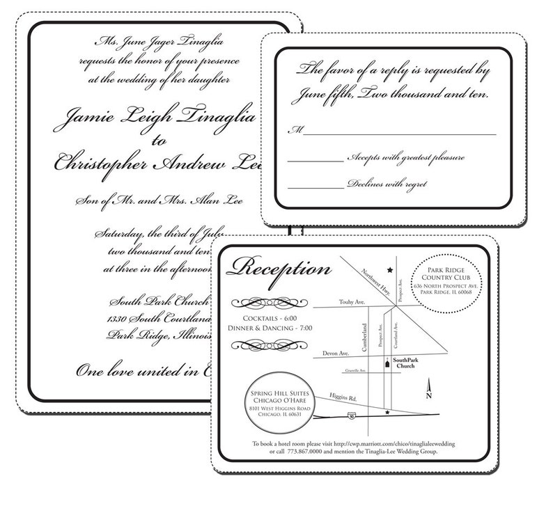 Black And White Classic Wedding Invitation Suite Etsy