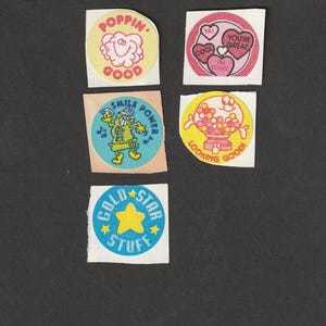 ヴィンテージスクラッチアンドスニフスティンキーステッカーポップコーンガムゴールドスター歯磨き粉トレンド