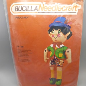 Vintage Bucilla Kit Pinocchio Fabric Felt Doll 2854 24&quot; Tall