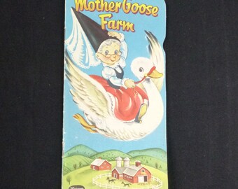 Vintage Whitman Moeder Goose Farm 1950s Kinderboek Kinderliedjes Adorable Illustrations 1953