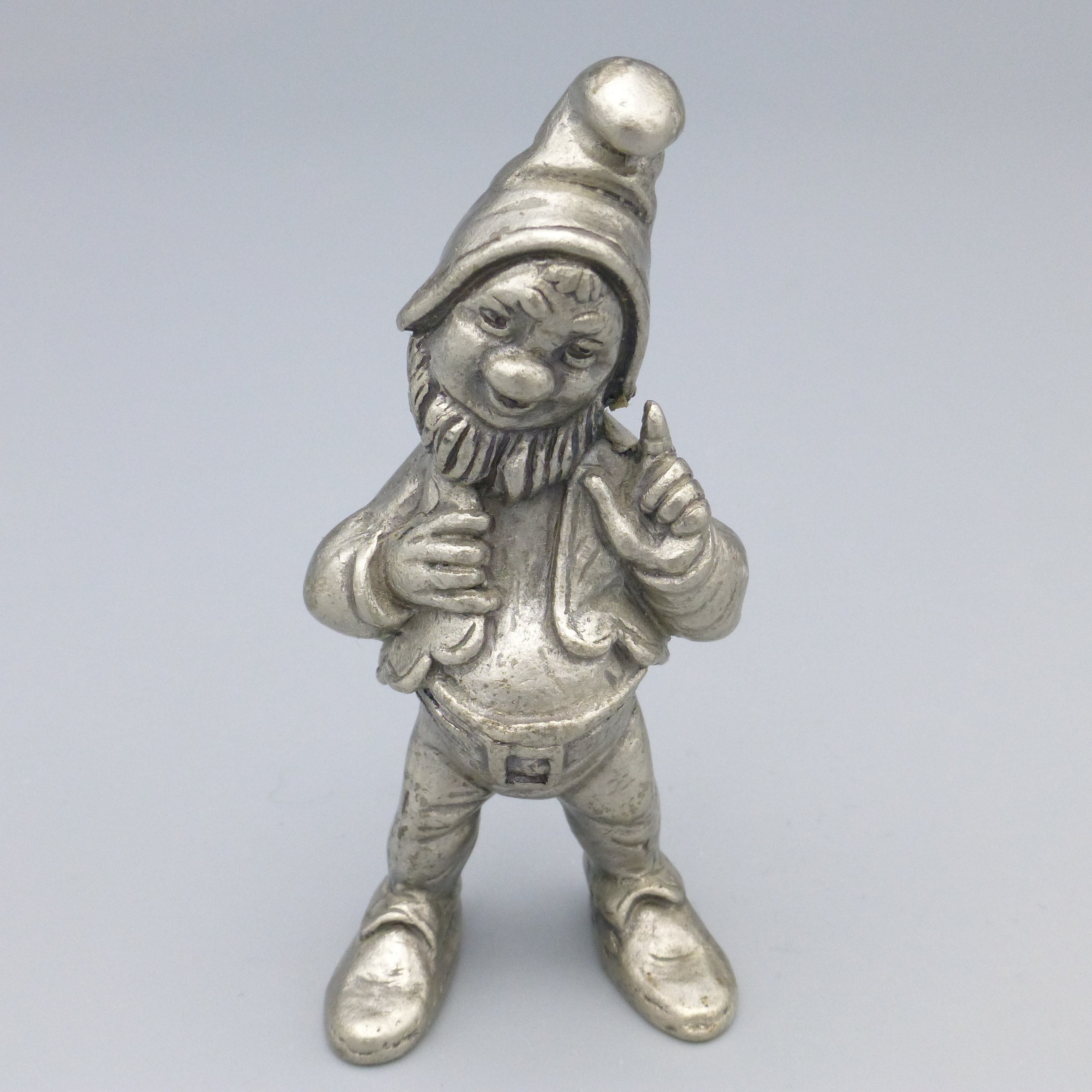 Collectibles Large Four Inch Tall Pewter Elf Gnome Pixie Figurine eap