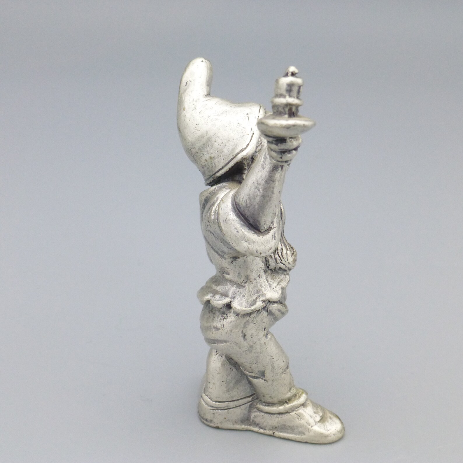 Vintage Pewter Gnome Elf Dwarf Figurine Holding Candle Made in Etsy