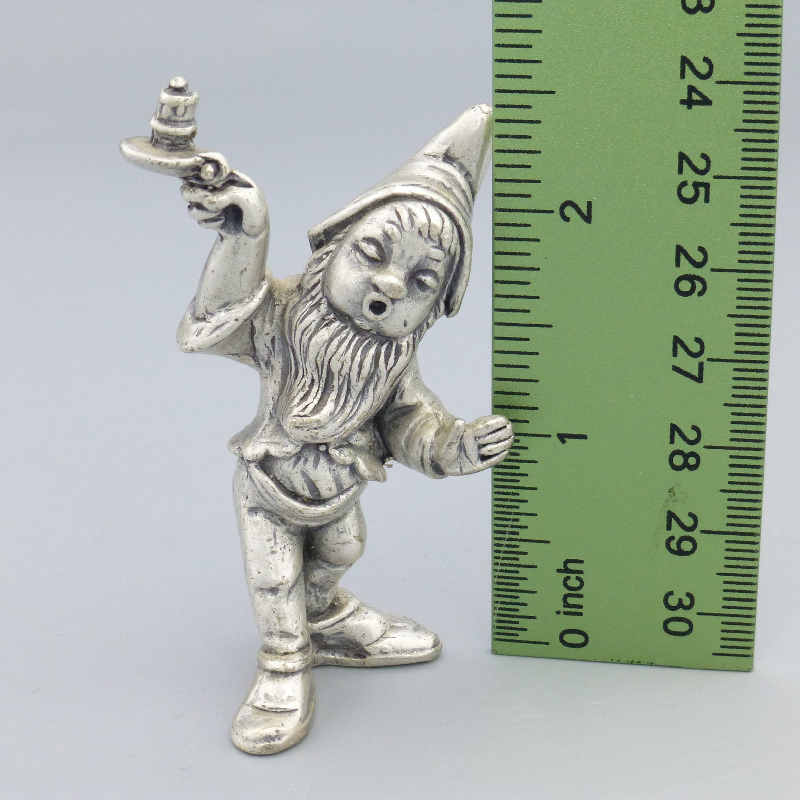 Vintage Pewter Gnome Elf Dwarf Figurine Holding Candle Made in Etsy