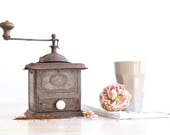 Antique Coffee Grinder, Tin Coffee Mill, Vintage Coffee Grinder, Rustic Kitchen, French Country Decor, Primitive Decor