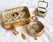 Antique French Jewelry Box, Beveled Glass Trinket Box, Beveled Crystal Ormolu Box, Art Nouveau Jewelry Box, Mothers Day Gift