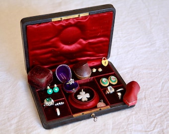 Antique Jewelry Box, Napoleon III Parure Box, Antique Jewelry Organizer, Antique Fitted Jewelry Box, Travel Jewelry Box, Dresser Jewelry Box