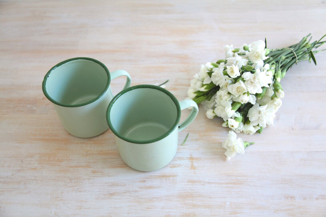 Vintage Enamel Mugs Vintage NEW Mint Green Mug Camping Mug Etsy