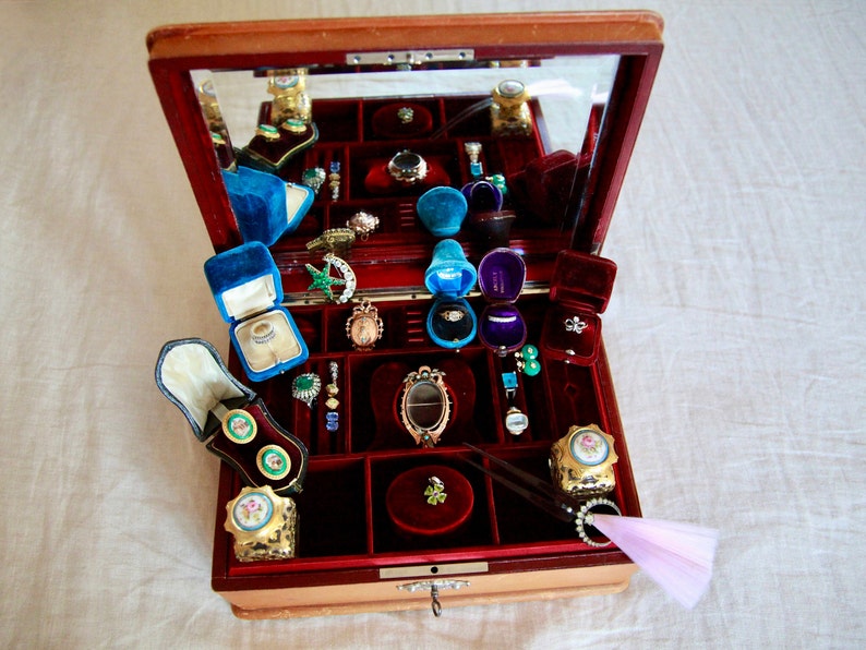 Antique Jewelry Box French Jewelry Box Vintage Jewelry Box Antique Travel Box Jewelry Case Leather Jewelry Box Jewelry Organizer image 1