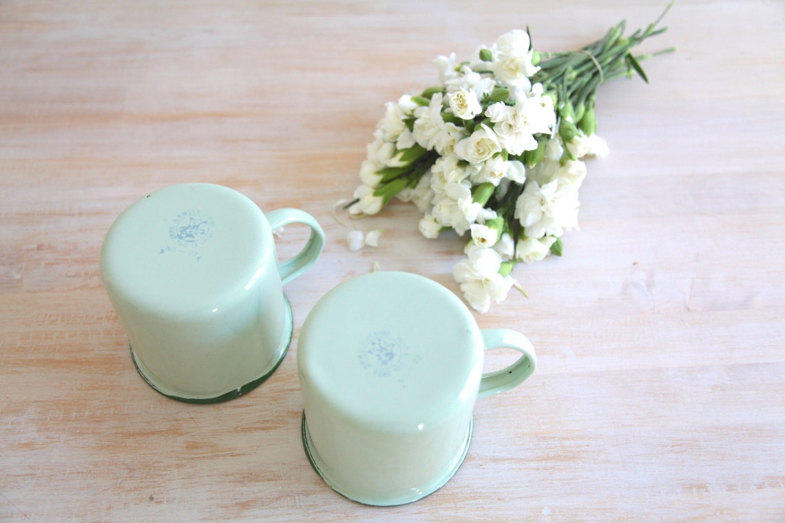 Vintage Enamel Mugs Vintage NEW Mint Green Mug Camping Mug Etsy