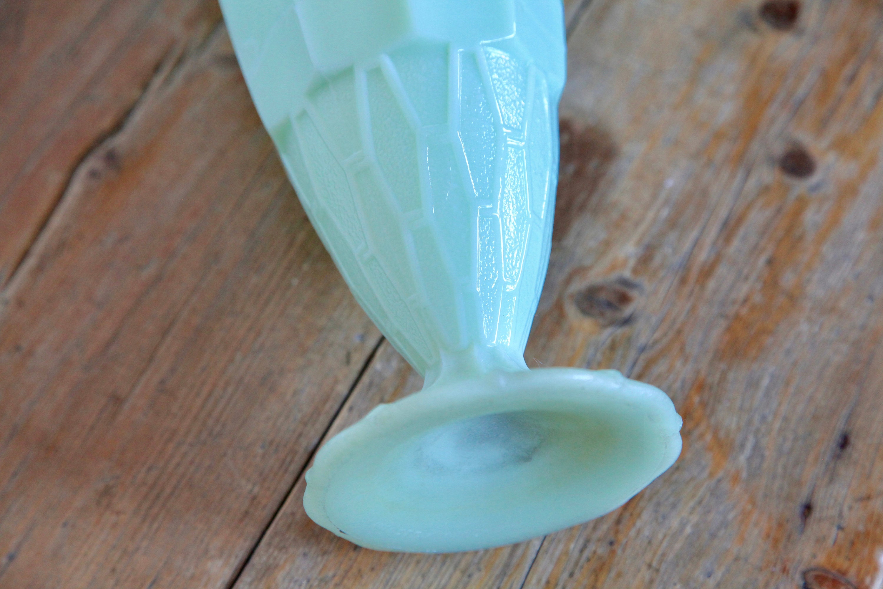 Vintage Mint Green Opaline Glass Vase Tall Jadeite Milk Glass Etsy
