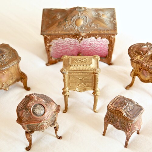 Antique Jewelry Box French Footed Jewelry Box Silk Tufted Etsy