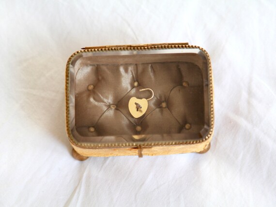 Antique Beveled Glass Ring Box, Vintage Ring Box,