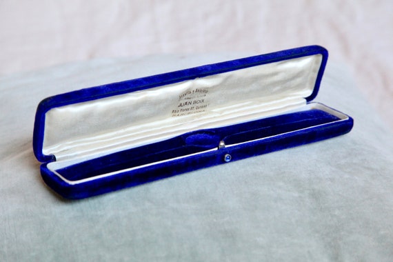 Antique Purple Velvet Jewelry Box, Vintage Velvet