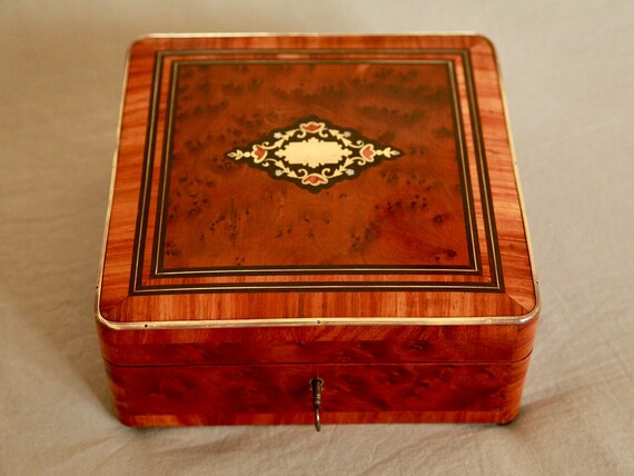 SOLD - Antique Marquetry Jewelry Box, Napoleon II… - image 4