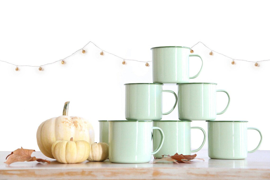 Vintage Enamel Mugs Vintage NEW Mint Green Mug Camping Mug Etsy
