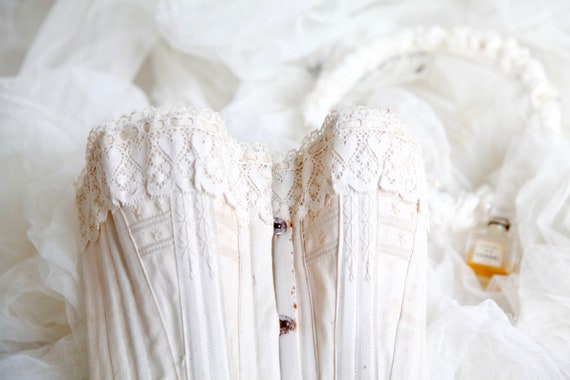 Antique Corset, Vintage Girl Corset, Heart Trim Co