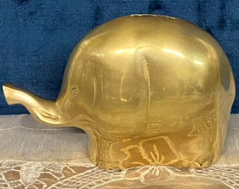 Brass Elephant Coin Bank