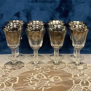 Silver Fade Style Cordial Glasses Set of 8