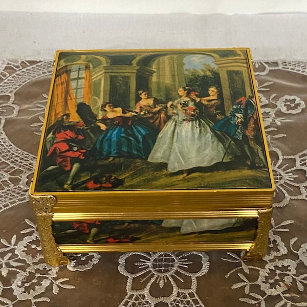 SB Schmidt Brothers Rose Garden Fabric/Satin Musical Jewelry Box