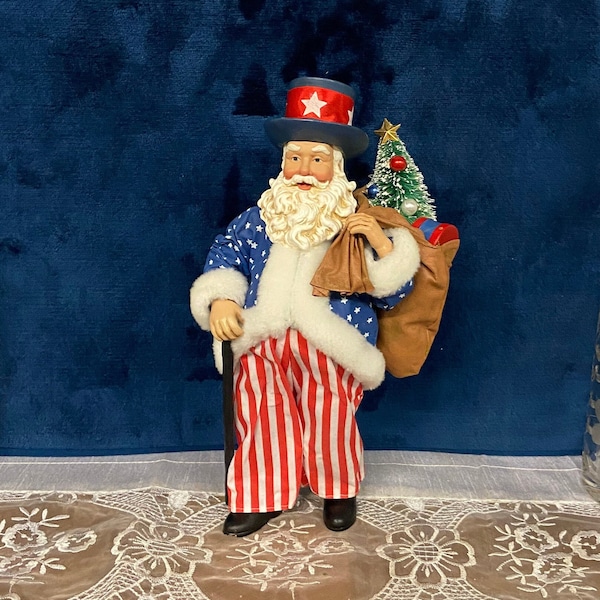 Clothtique by Possible Dreams Patriotic Yankee Doodle Santa Figurine