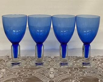 Cobalt Bormioli Rocco Blue Footed Tumblers / Bormioli Rocco Juice