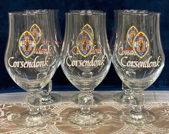 CORSENDONK Stemmed Tulip Beer Boer Belgian Glasses Set of 6