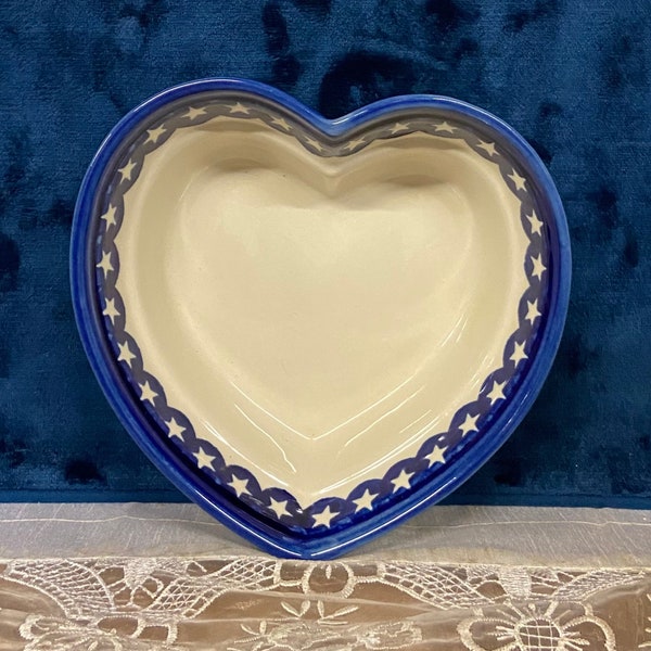 Boleslawiec Mo Mo Panache Polish Pottery Heart Shaped Serving Bowl