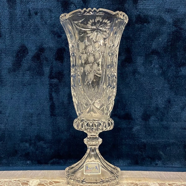 Evita Crystal Floral Pedestal Vase