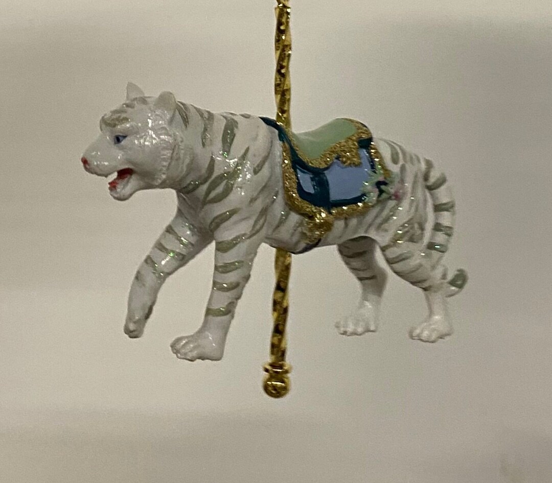 KSA Inc Striped White Tiger Carousel Animal Christmas Ornament Etsy