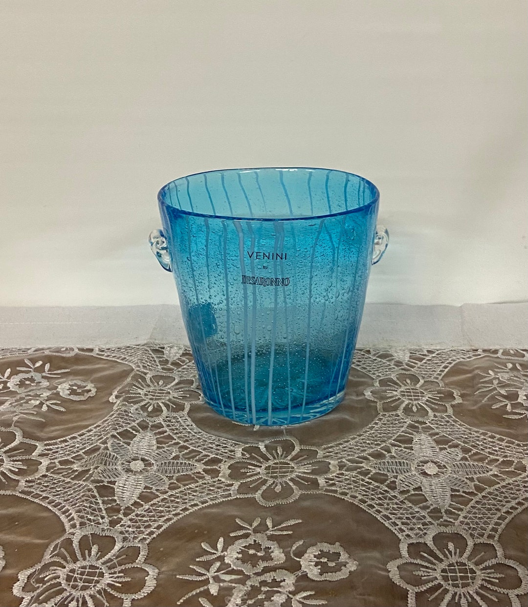 Venini for Disaronno Light Blue/ Striped Art Glass Ice Bucket Etsy