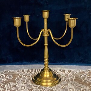 Brass 5 Candle Holder 4 Armed Candelabra