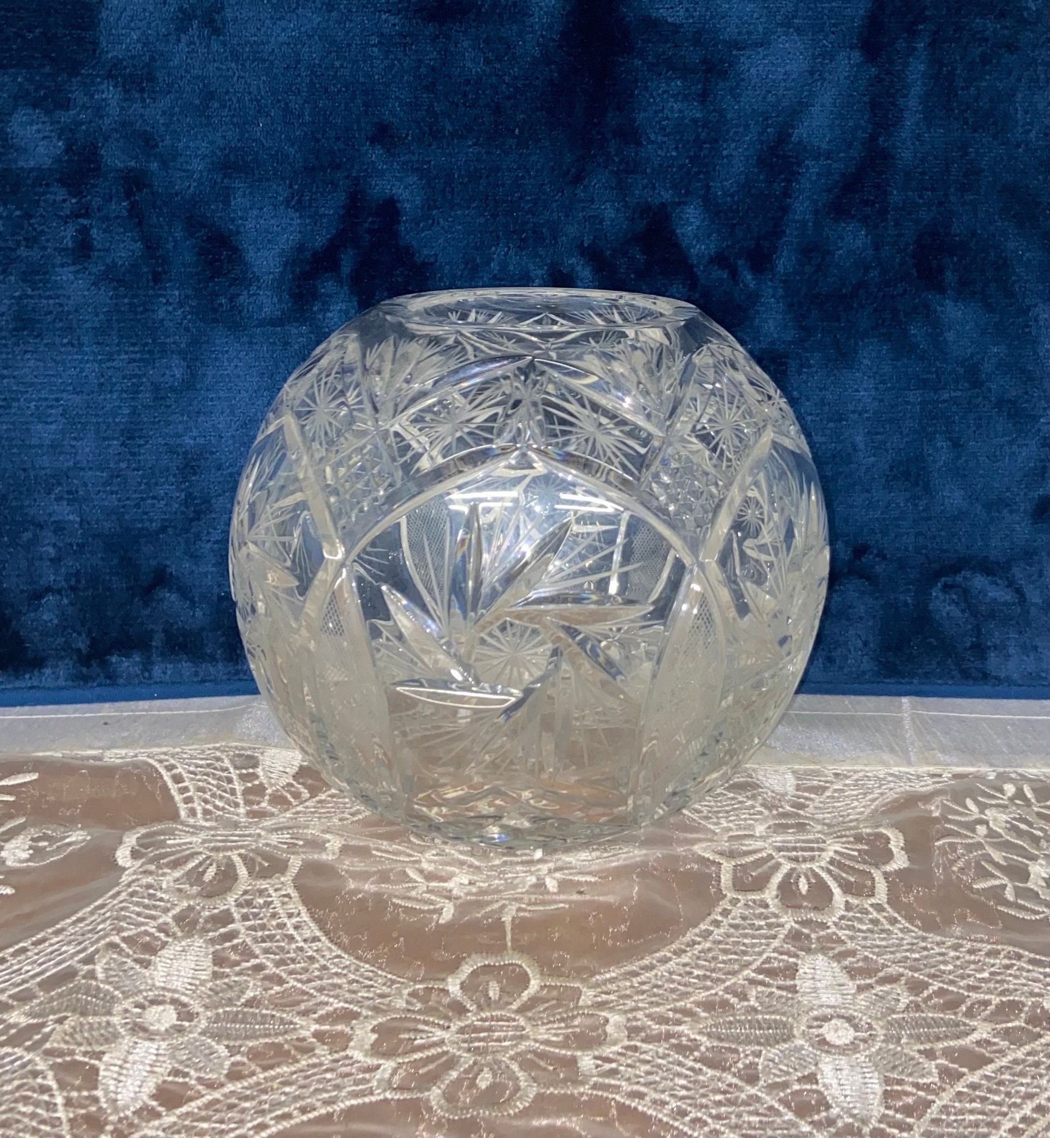 Large Cut Crystal Rose Bowl - Etsy