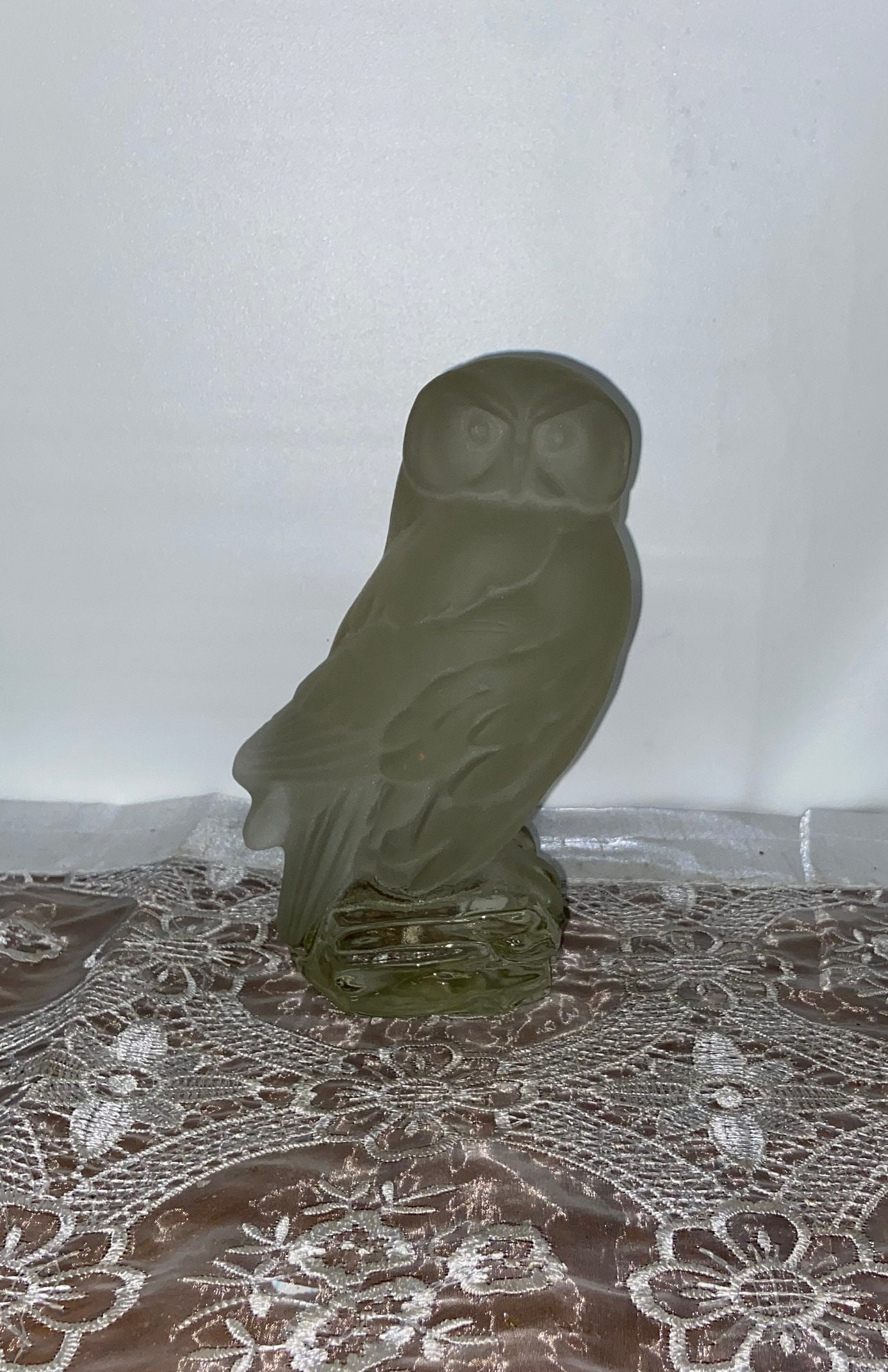 Goebel 1978 Large Frosted Glass Owl Figurine