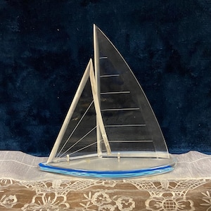 Lucite Boat Sculpture signed by Henri 1997