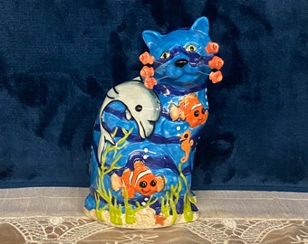 Whimsi Clay Amy Lacombe Under the Sea Cat Coin Bank