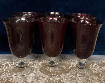 Red Wine Goblets with Clear Ball Stem & Base Set of 4