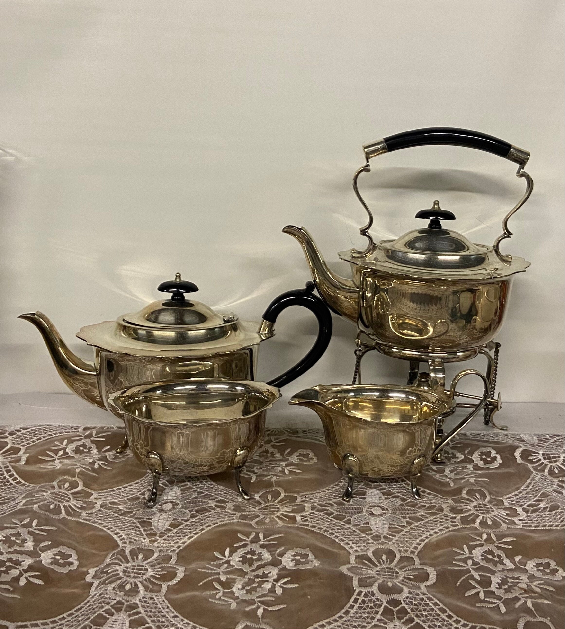4pc Silver Plated Tea Set by Barbour, 2415 and 2413 Patterns