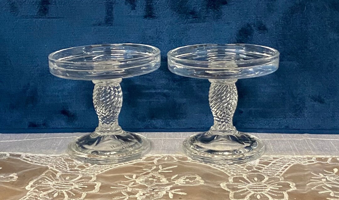 Longaberger Crystal Pillar Candle Holders Pair of 2 Etsy